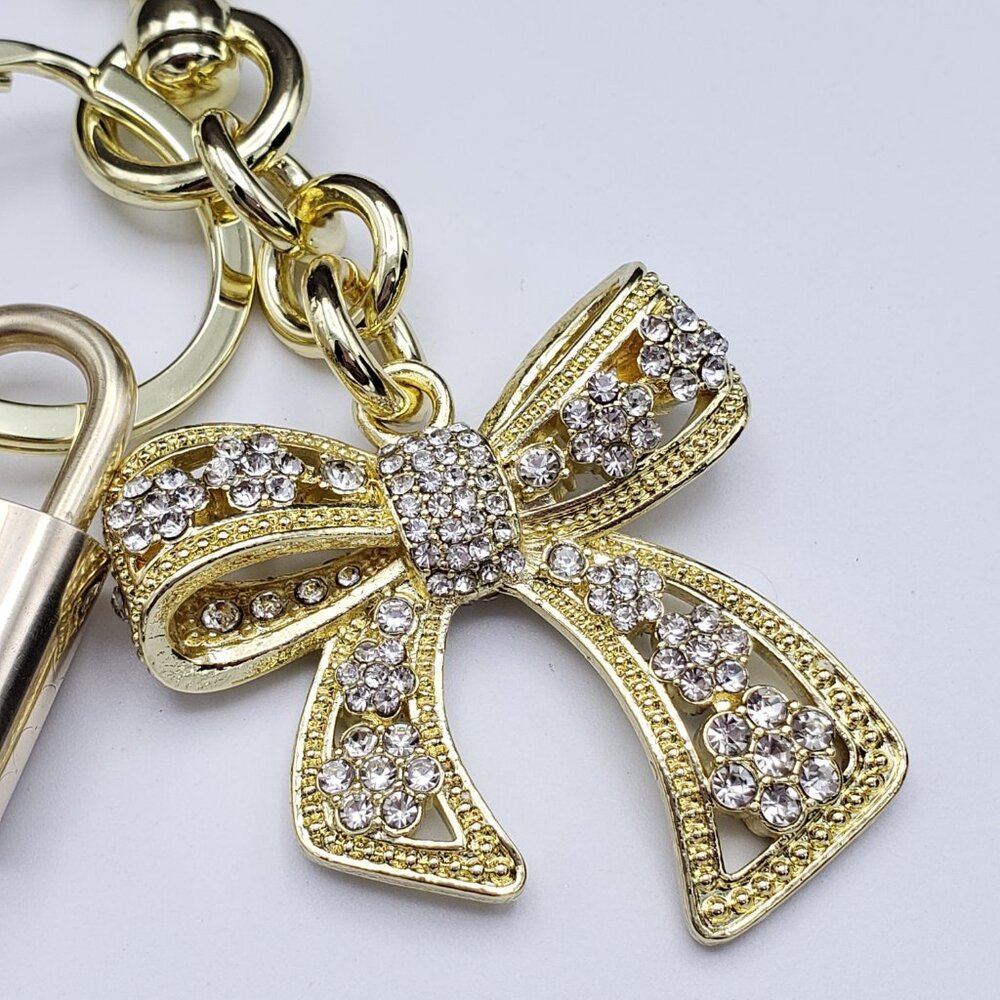 Louis Vuitton Gold Lock & Key 🔑 Authentic LV Unbranded Ribbon Keychain Charm - Picture 6 of 11